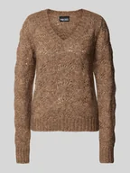 Swetry damskie - Sweter o kroju regular fit z dzianiny ze ściegiem falistym model ‘BIBBI’ - miniaturka - grafika 1