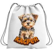 Plecaki szkolne i tornistry - Plecak Worek Pies Psy Pieski Szkolny Na Buty WF Obuwie Z Napisem - miniaturka - grafika 1