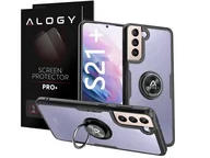 Etui i futerały do telefonów - Etui Alogy Ring Holder Clear Armor do Samsung Galaxy S21 Plus czarne + Szkło - miniaturka - grafika 1