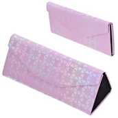 Akcesoria do okularów - Etui na okulary składane w trójkąt wzór serduszka ET-132D fioletowe - miniaturka - grafika 1