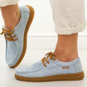 Mokasyny damskie - Niebieskie skórzane mokasyny damskie Vinceza 95391 - miniaturka - grafika 1