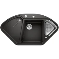 Zlewozmywaki - Blanco Zlew DELTA II Czarny narożny korek auto. InFino odsączarka stalowa 525867 - miniaturka - grafika 1