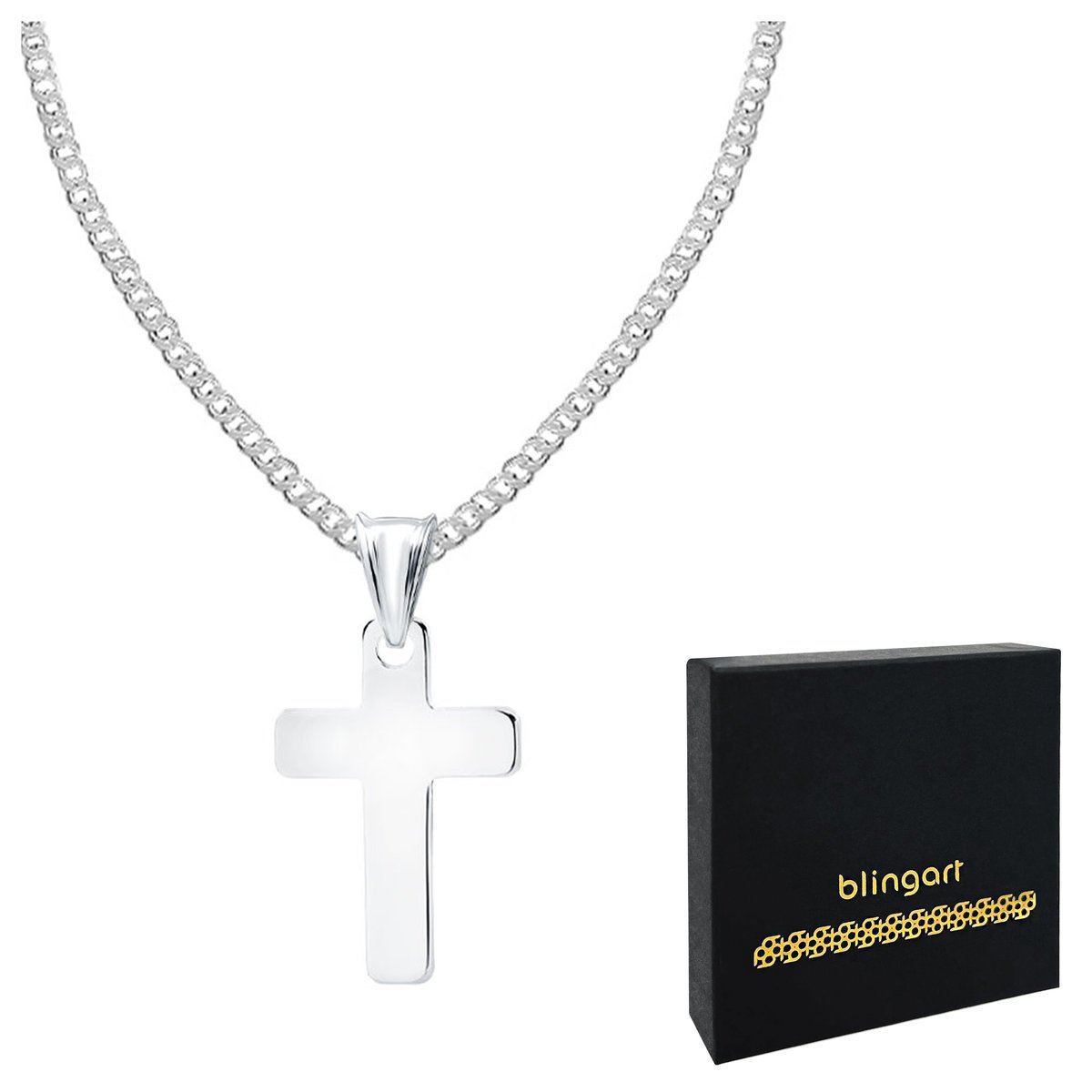 Srebrny łańcuszek z krzyżykiem klasyczny SREBRO 92