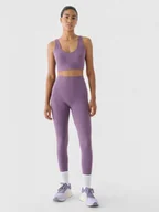 Spodnie sportowe damskie - Damskie legginsy treningowe 4F 4FWAW24TFTIF317 - fioletowe - miniaturka - grafika 1