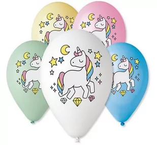 Gemar Balloons Balony 12", "Jednorożec - Magiczna noc", GEMAR, MIX, 5 szt GS110/P661 - Urodziny dziecka - miniaturka - grafika 1