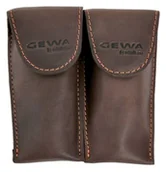 Akcesoria do instrumentów dętych - Gewa -Etui na 2 ustniki w kształcie trąbki, brązowa skóra (również na kornet/róg skrzydłowy, kieszeń na ustnik, etui, etui, wyściółka, podwójna, podwójna) - miniaturka - grafika 1