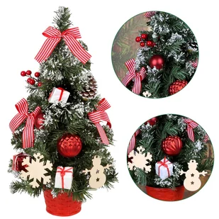 Sztuczna choinka z czerwono-białymi ozdobami w doniczce 50cm - Choinki - miniaturka - grafika 1