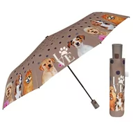 Parasole - Parasol damski Perletti Time Love&Dogs półautomatyczny składany brązowy - miniaturka - grafika 1