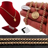 Łańcuszki - ZŁOTY ŁAŃCUSZEK GARIBALDI 55CM 5MM + MEDALIK JEZUS - miniaturka - grafika 1