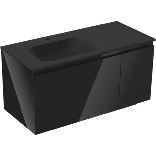 Mexen Orio szafka łazienkowa 100 cm z umywalką Vela lewą, 1S, 1D, czarna połysk/czarna mat - 91A13-10047-3-BBFF70-W23L71 - Szafki łazienkowe - miniaturka - grafika 1