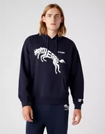 Bluzy męskie - Wrangler 75Th Anni Męska Bluza Z Kapturem Logo Nadruk Hoodie Dark Sapphire W645Htb08-Xl - miniaturka - grafika 1