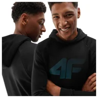 Bluzy męskie - Bluza męska z kapturem nierozpinana 4F4FWSS25TSWSM2367-20S Czarny Roz. L - miniaturka - grafika 1