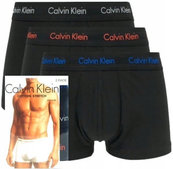 BOKSERKI MĘSKIE CALVIN KLEIN CZARNE LOW RISE 3PAK KOMPLET 3 SZTUKI ROZM. S
