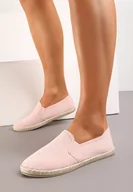 Trampki damskie - Różowe Tenisówki Espadryle Slip On Na Płaskiej Podeszwie Liodelia - miniaturka - grafika 1
