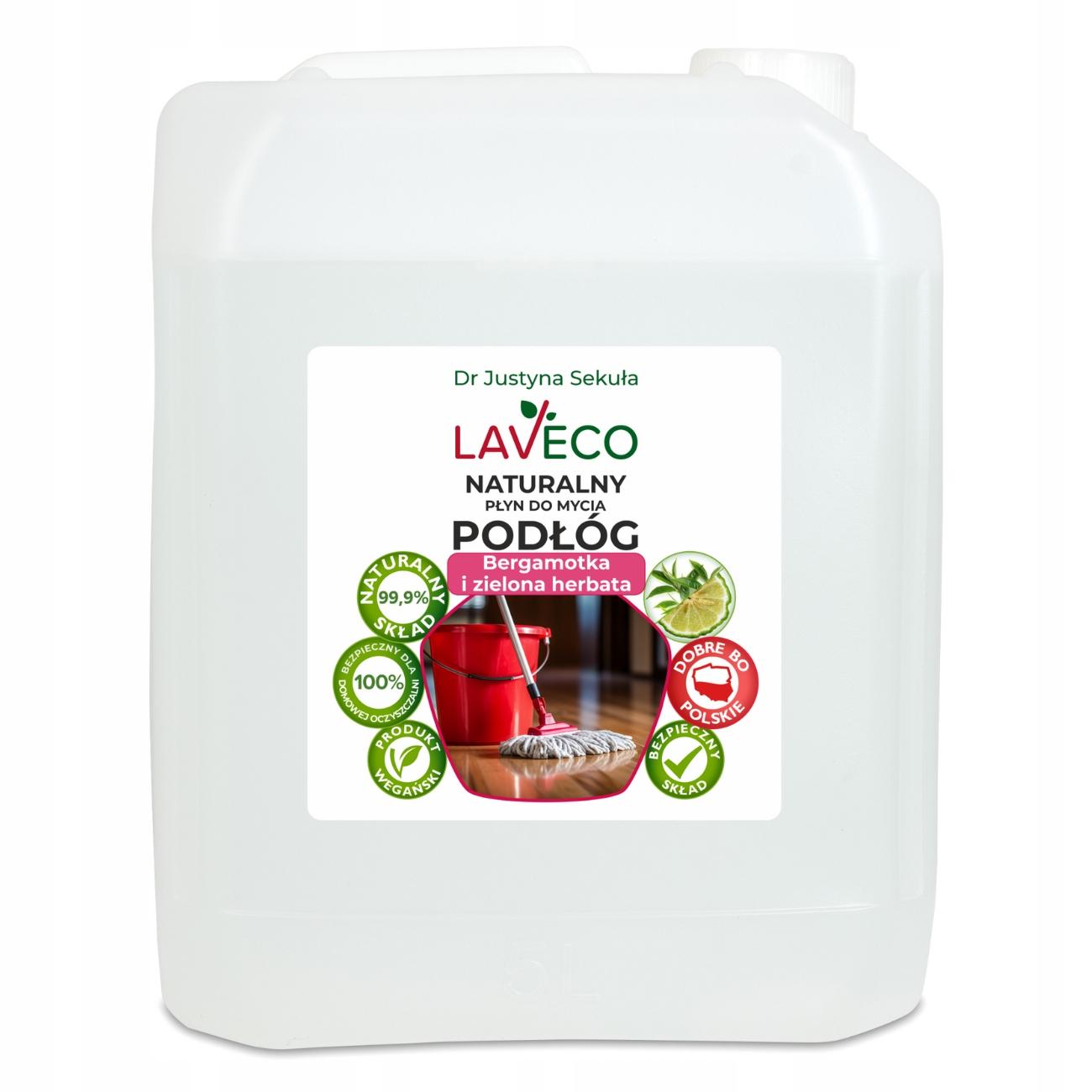 Laveco Naturalny płyn do mycia podłóg – bergamotka i zielona herbata 5 l