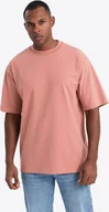 Koszulki męskie - Bawełniany t-shirt męski LOOSE FIT z okrągłym dekoltem różowy V5 OM-TSBC-0234 M - miniaturka - grafika 1