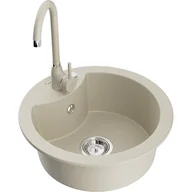 Zlewozmywaki z baterią - Mexen Diego zlewozmywak granitowy 1-komorowy z baterią kuchenną Telma, beżowy - miniaturka - grafika 1