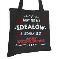 Torby i wózki na zakupy - Torba Bawełniana dla Agenta Nieruchomości Czarna Na Prezent Trwały Nadruk - miniaturka - grafika 1