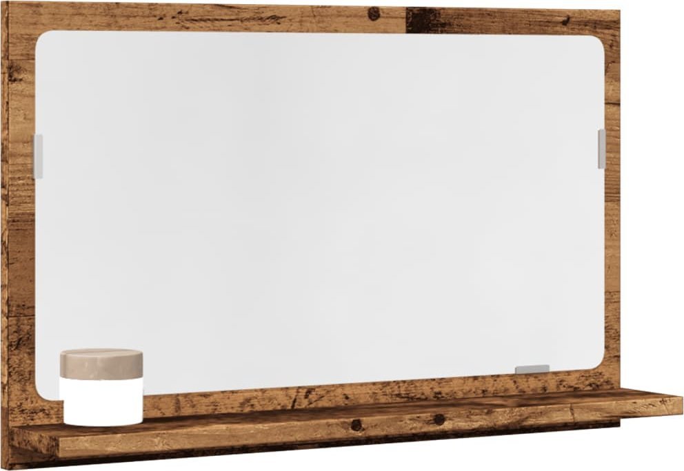 vidaXL Szafka łazienkowa z lustrem, stare drewno, 60x11x37 cm