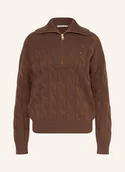 Swetry damskie - Tommy Hilfiger Sweter Typu Troyer braun - TOMMY HILFIGER - miniaturka - grafika 1