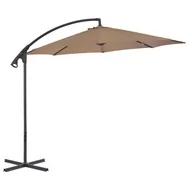 Parasole ogrodowe - vidaXL Parasol wiszący ze stalowym słupkiem, 300 cm, kolor taupe - miniaturka - grafika 1