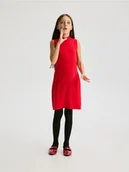 Swetry dla dziewczynek - Reserved - Dzianinowa sukienka z wiskozą - czerwony - miniaturka - grafika 1