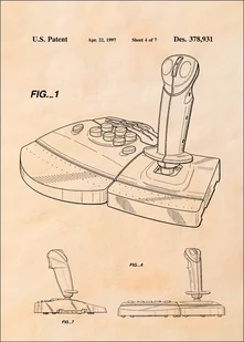 Patent, Joystick Do gier 1997 sepia - plakat Wymiar do wyboru: 61x91,5 cm - Plakaty Patent, Joystick Do gier 1997 sepia - plakat Wymiar do wyboru: 61x91,5 cm - Plakaty - miniaturka - grafika 1