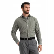 Koszule męskie - Modna koszula męska z kieszenią khaki wygodna Ombre OM-SHCS-0148 V4 r. XXL - miniaturka - grafika 1