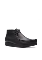 Półbuty męskie - Clarks Shacre Boot [Black Leather] - Rozmiar 43 - miniaturka - grafika 1