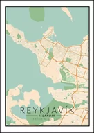 Plakaty - Galeria Plakatu, Plakat, Reykjavik Mapa Kolorowa, 61x91,5 cm - miniaturka - grafika 1