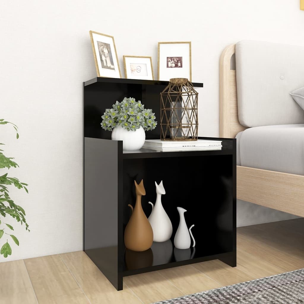 vidaXL Szafki nocne 2 szt. czarne 40x35x60 cm materiał drewnopochodny - Szafka nocna - Szafki nocne - Szafka boczna - Szafki boczne