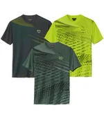 Koszulki męskie - Zestaw 3 sportowych koszulek Mężczyzna Atlas For Men - Kolor : Zielony - Rozmiar : 4XL - miniaturka - grafika 1
