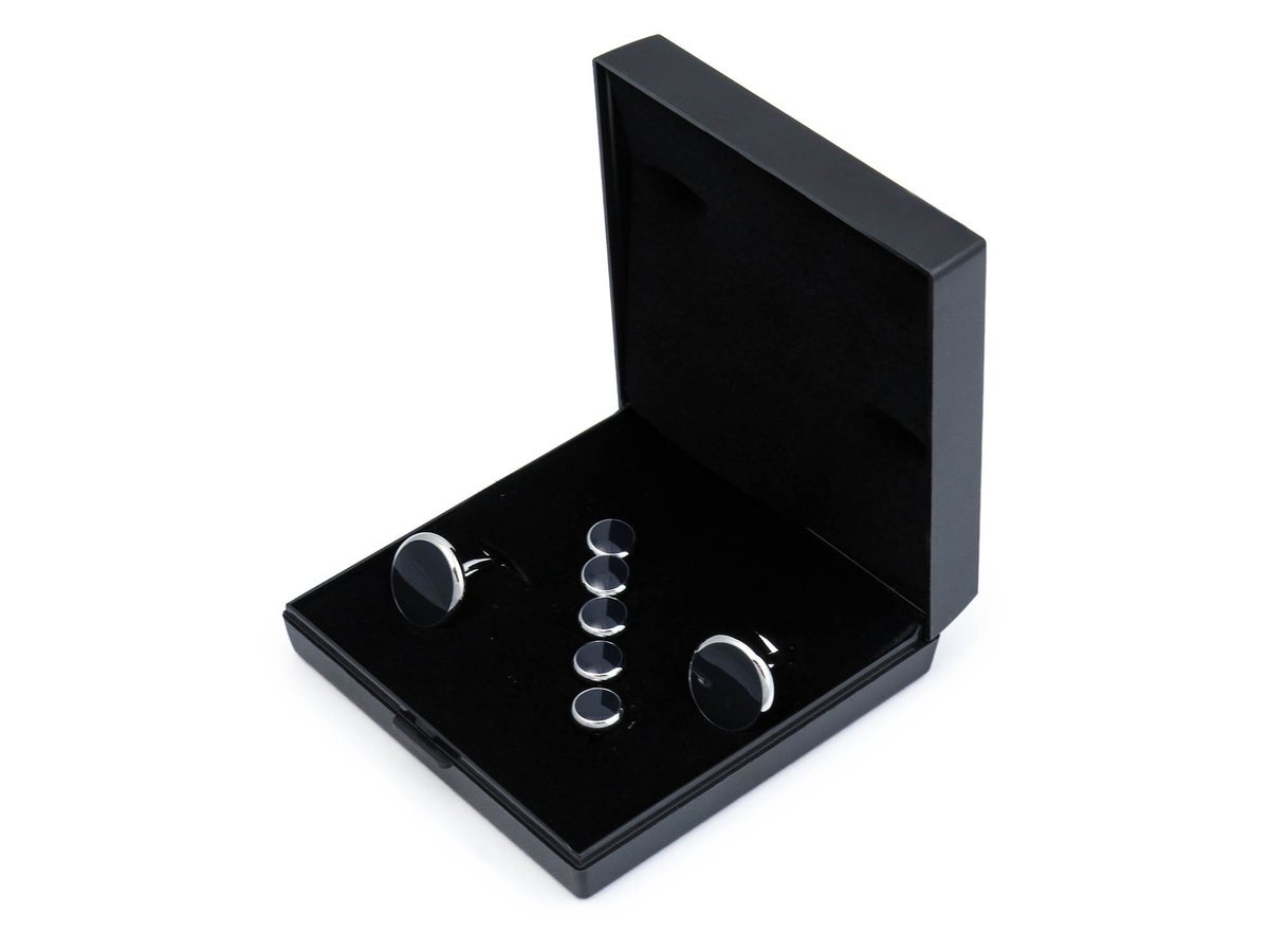 Srebrne spinki smokingowe i guziki jubilerskie - zestaw H16