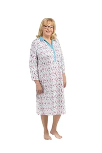 KOSZULA NOCNA DAMSKA L DŁUGI RĘKAW DŁUGA LUŹNA BAWEŁNIANA KWIATY NIEBIESK - Bielizna nocna KOSZULA NOCNA DAMSKA L DŁUGI RĘKAW DŁUGA LUŹNA BAWEŁNIANA KWIATY NIEBIESK - Bielizna nocna - miniaturka - grafika 1