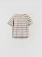 Bluzki dla niemowląt - Reserved - Bawełniany t-shirt z naszywką - kremowy - miniaturka - grafika 1