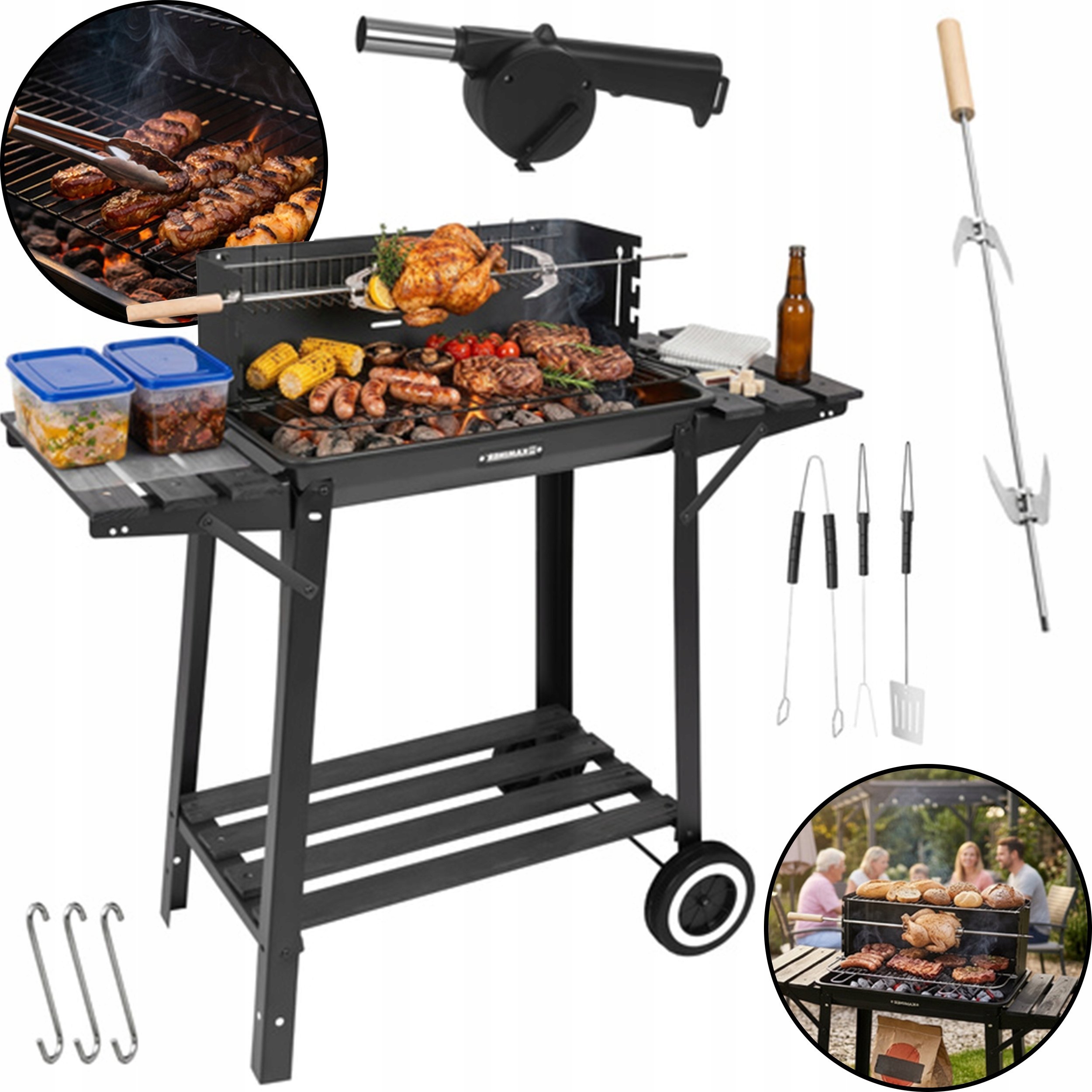 Pako Grill Ogrodowy Z Rożnem 93x41x86cm Kaminer