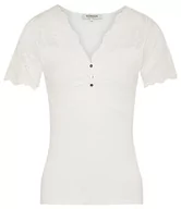 Swetry damskie - Morgan damski sweter z krótkim rękawem z koronką MIFOU Ecru TS, Off White, S - miniaturka - grafika 1