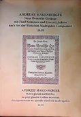 Książki o kulturze i sztuce - Nowe pieśni niemieckie na pięć głosów skomponowane na sposób włoskich madrygałów - miniaturka - grafika 1