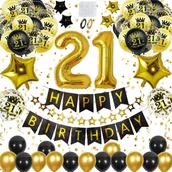Balony i akcesoria - ZESTAW BALONÓW DEKORACJI balony z konfetti NA 21 URODZINY kobiety/mężczyzn - miniaturka - grafika 1