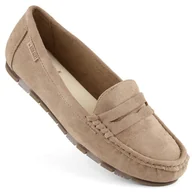 Mokasyny damskie - Zamszowe mokasyny damskie komfortowe beżowe Big Star NN274930 beżowy - miniaturka - grafika 1