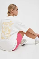 Koszulki sportowe damskie - New Balance t-shirt bawełniany kolor beżowy - miniaturka - grafika 1