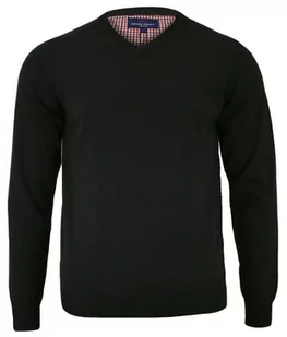 Sweter Czarny, Elegancki, Dekolt w Serek, Męski, Bawełniany (V-neck) - Adriano Guinari - Swetry męskie - miniaturka - grafika 1