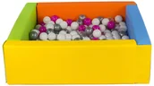 Suche baseny - Kwadratowy suchy basen z ekoskóry z 300 piłeczkami (żółty, zielony, niebieski, pomarańczowy/biały, transparentny, różowy, srebrny) - miniaturka - grafika 1