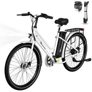 Rower elektryczny dla dorosłych z oponą 26'' 36V 10.4Ah APP EVERCROSS-EK8 Biały - Rowery elektryczne - miniaturka - grafika 1