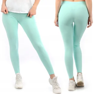 Legginsy damskie długie Polskie Getry Bawełniane Miętowe XXL - Legginsy - miniaturka - grafika 1