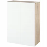 Szafki łazienkowe - Szafka Łazienkowa Wisząca Dąb Sonoma Biała 60 CM Słupek Łazienkowy Komoda - miniaturka - grafika 1