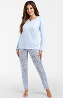 Piżamy damskie - Piżama damska na długi rękaw i długie spodnie Salli, Kolor niebieski-wzór, Rozmiar XL, Italian Fashion - Primodo.com - miniaturka - grafika 1