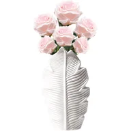 Wazony i flakony - Ceramiczny wazon na kwiaty, nowoczesny biały wazon ceramiczny, dekoracyjny wazon w stylu boho, mały minimalistyczny wazon na kwiaty z liści klonu - miniaturka - grafika 1