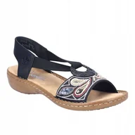 Sandały damskie - Rieker Sandały Damskie Czarne 608B4-00 r.37 - miniaturka - grafika 1