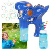 Bańki mydlane - Dinozaur Bańki mydlane LED, z dźwiękiem, pistolet do baniek + 2 wkłady z płynem - miniaturka - grafika 1